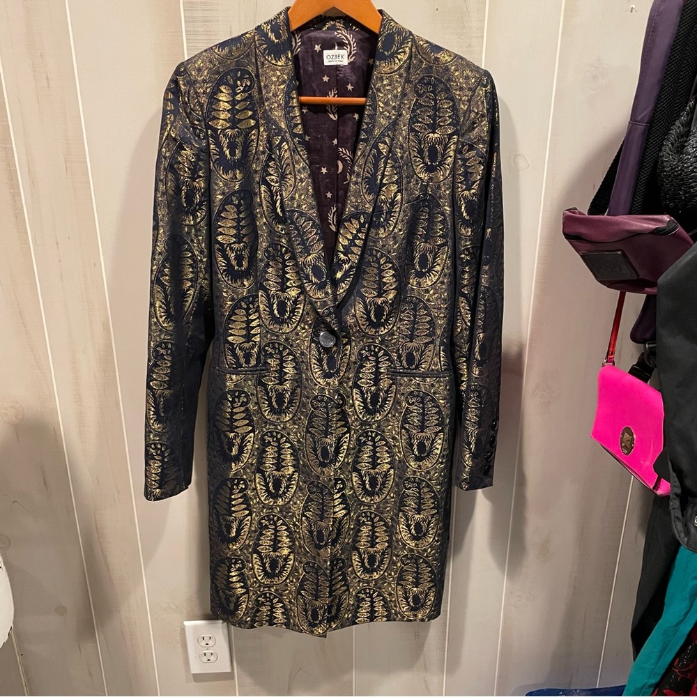 Creepy whimsigoth vintage 90s baroque celestial moon Ozbek lux long blazer Italy - Picture 14 of 16